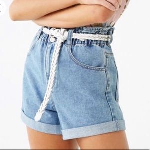 Paperbag Denim Shorts